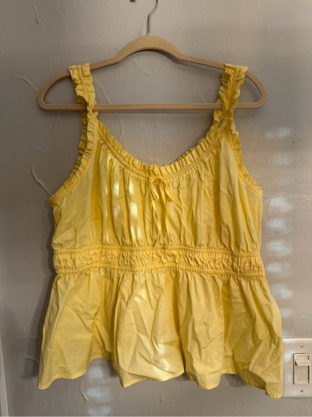LC Lauren Conrad Yellow Ruffle Strap Peplum Tank - Picture 2 of 2